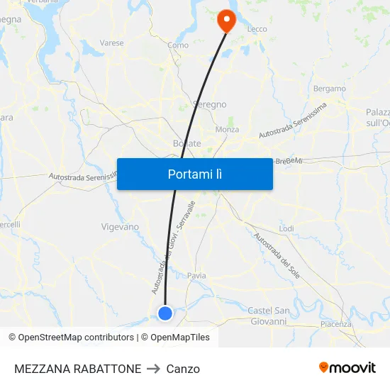 MEZZANA RABATTONE to Canzo map