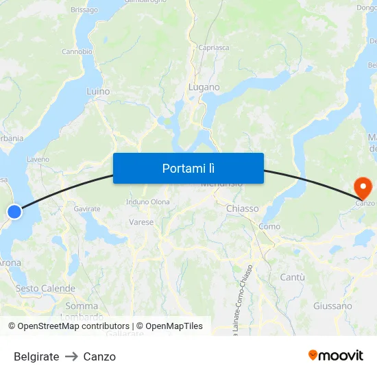 Belgirate to Canzo map