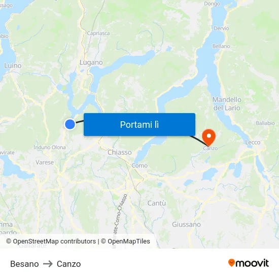 Besano to Canzo map