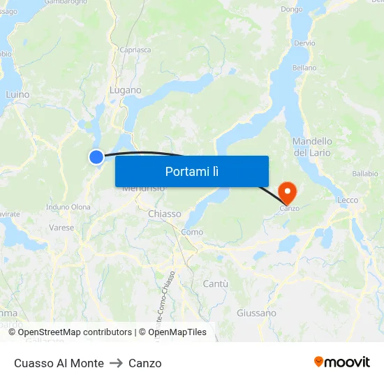 Cuasso Al Monte to Canzo map