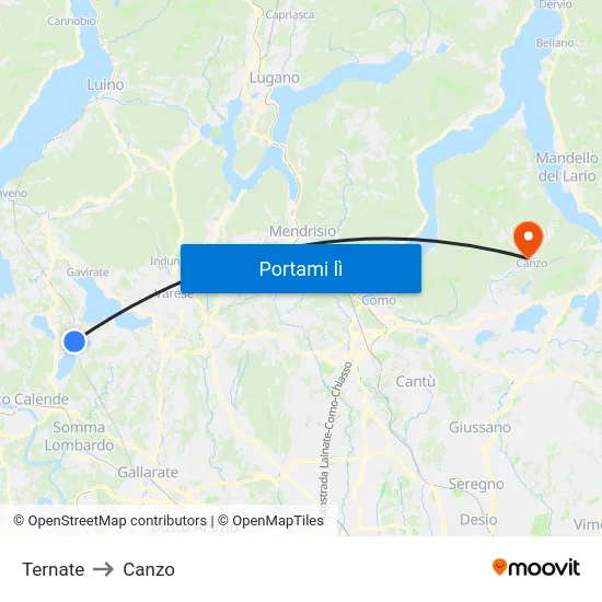 Ternate to Canzo map