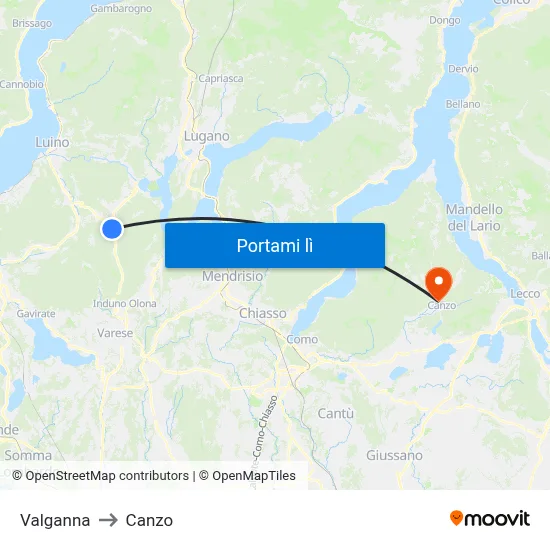 Valganna to Canzo map