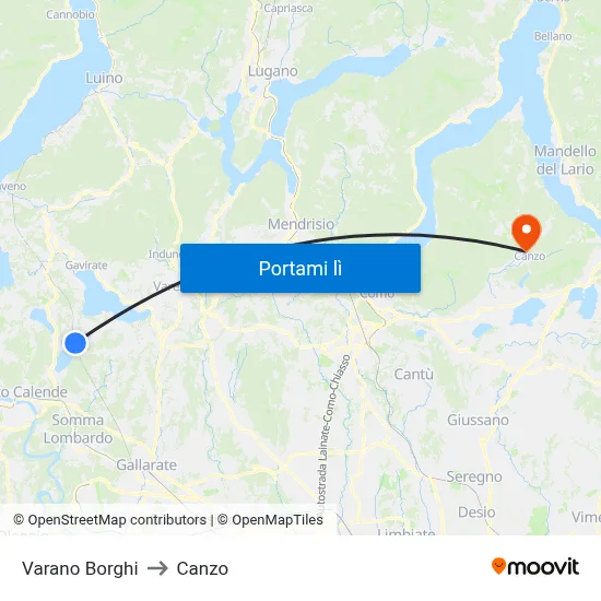 Varano Borghi to Canzo map