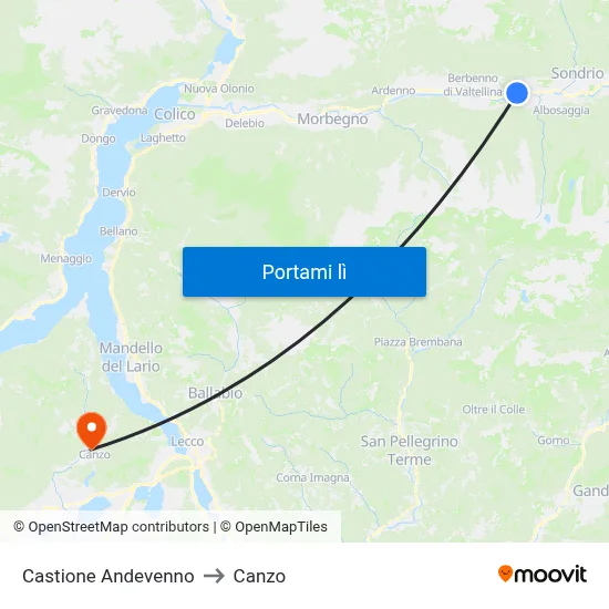 Castione Andevenno to Canzo map