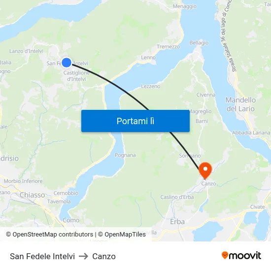 San Fedele Intelvi to Canzo map
