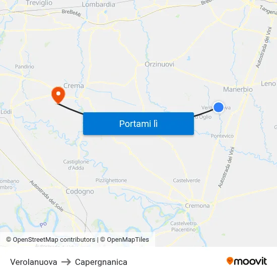 Verolanuova to Capergnanica map