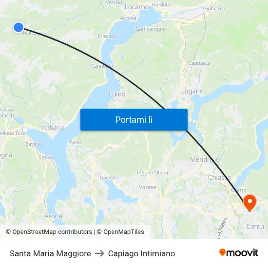 Santa Maria Maggiore to Capiago Intimiano map