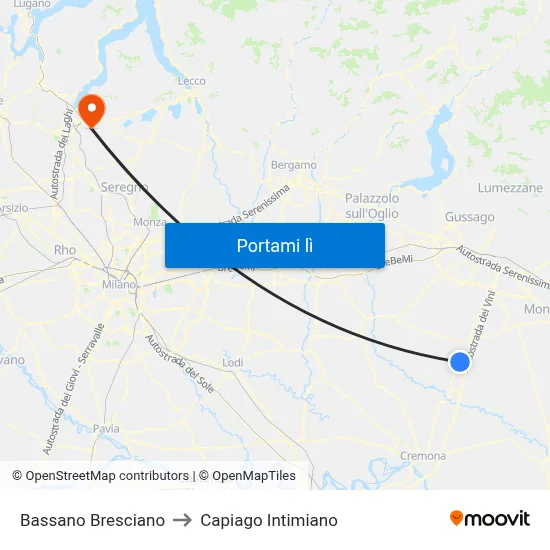 Bassano Bresciano to Capiago Intimiano map