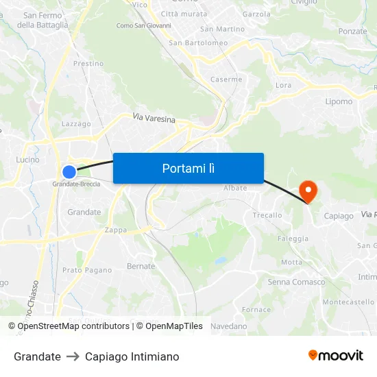 Grandate to Capiago Intimiano map