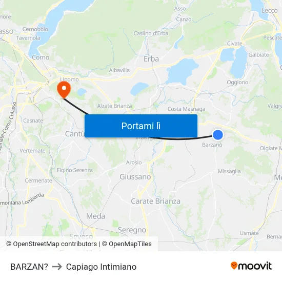 BARZAN? to Capiago Intimiano map