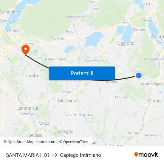 SANTA MARIA HO? to Capiago Intimiano map