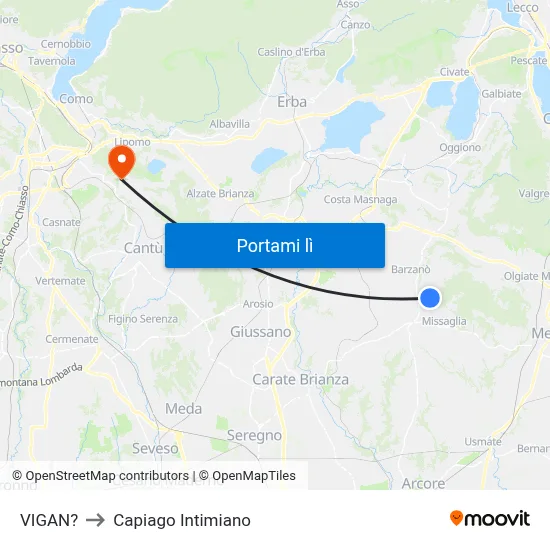 VIGAN? to Capiago Intimiano map