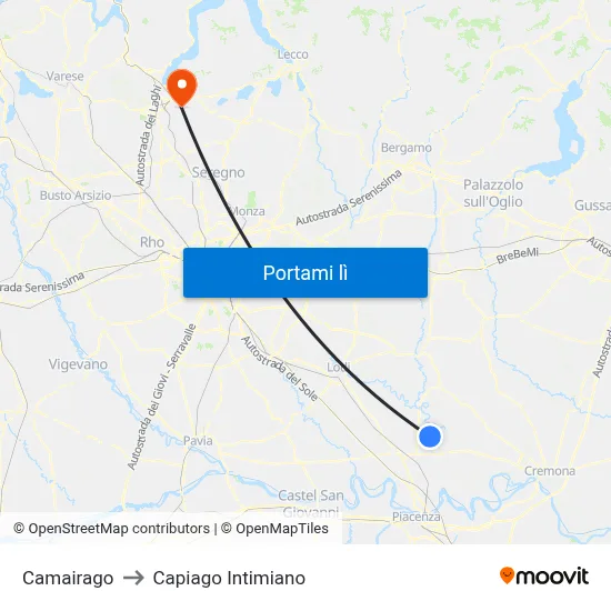 Camairago to Capiago Intimiano map