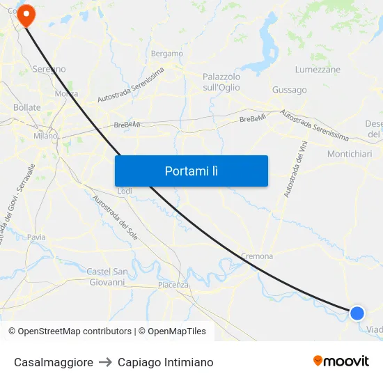 Casalmaggiore to Capiago Intimiano map