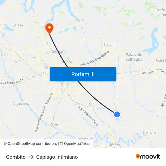 Gombito to Capiago Intimiano map