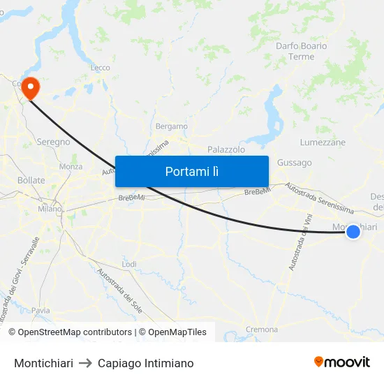 Montichiari to Capiago Intimiano map