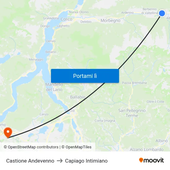 Castione Andevenno to Capiago Intimiano map