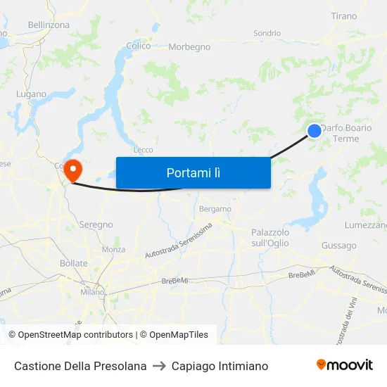 Castione Della Presolana to Capiago Intimiano map