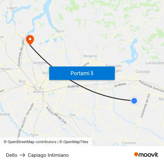 Dello to Capiago Intimiano map