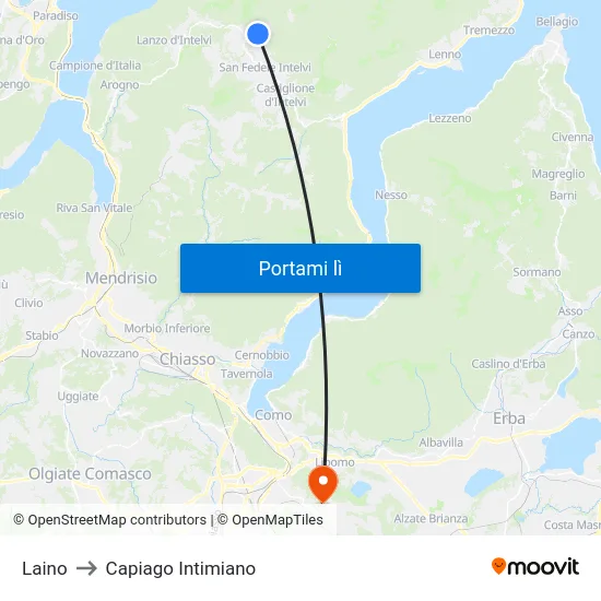 Laino to Capiago Intimiano map