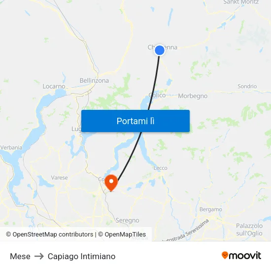 Mese to Capiago Intimiano map
