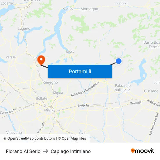 Fiorano Al Serio to Capiago Intimiano map