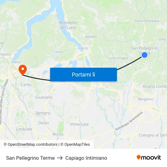 San Pellegrino Terme to Capiago Intimiano map