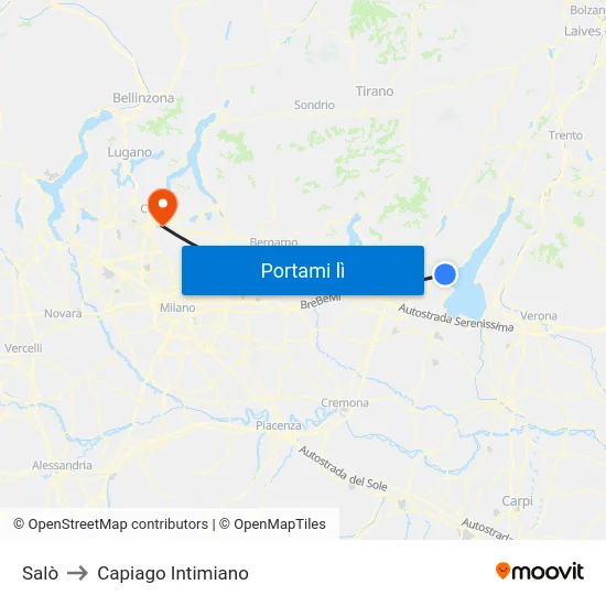 Salò to Capiago Intimiano map