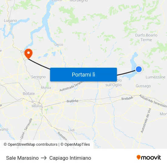 Sale Marasino to Capiago Intimiano map