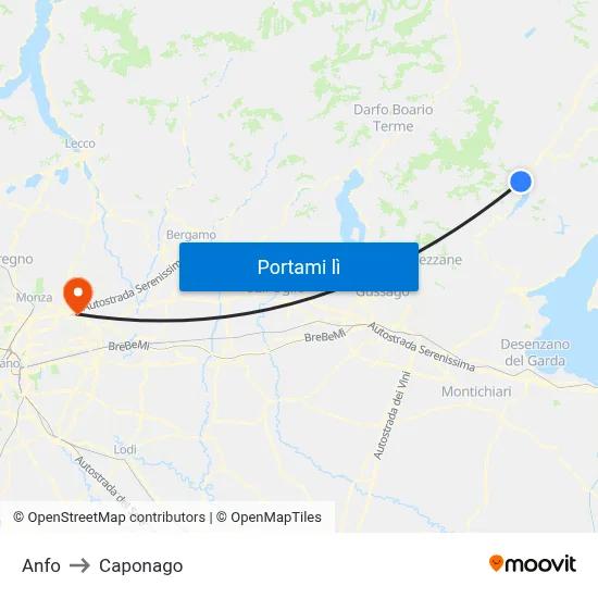Anfo to Caponago map