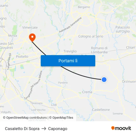Casaletto Di Sopra to Caponago map
