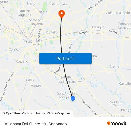 Villanova Del Sillaro to Caponago map