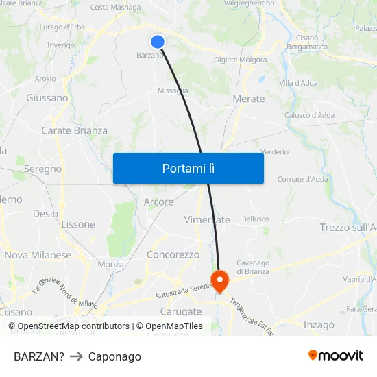 BARZAN? to Caponago map