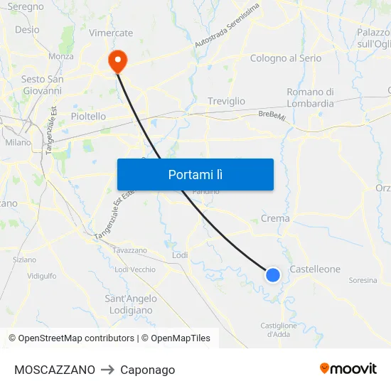 MOSCAZZANO to Caponago map