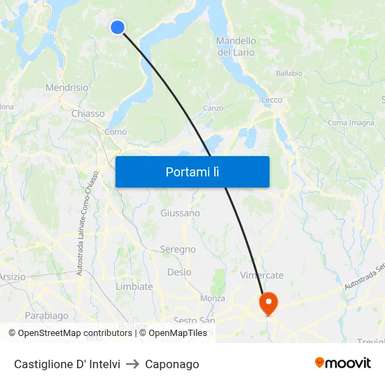 Castiglione D' Intelvi to Caponago map