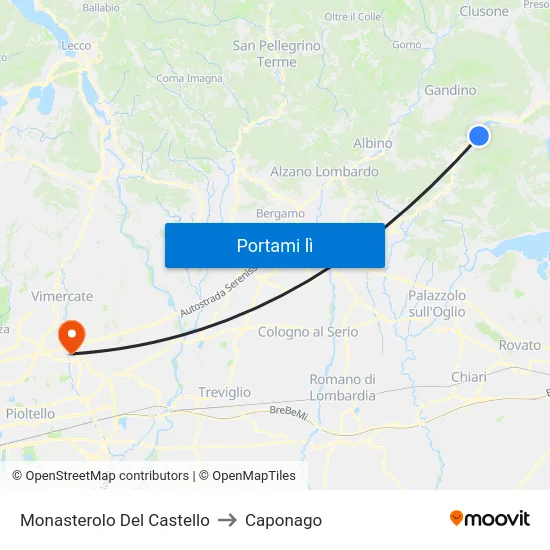 Monasterolo Del Castello to Caponago map