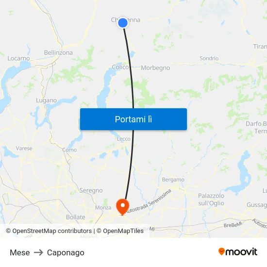 Mese to Caponago map
