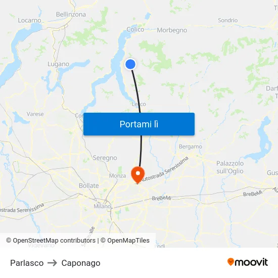 Parlasco to Caponago map