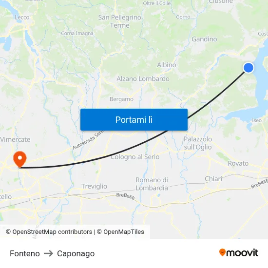 Fonteno to Caponago map