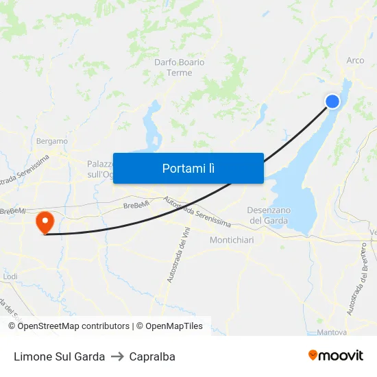 Limone Sul Garda to Capralba map