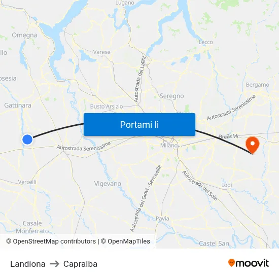 Landiona to Capralba map