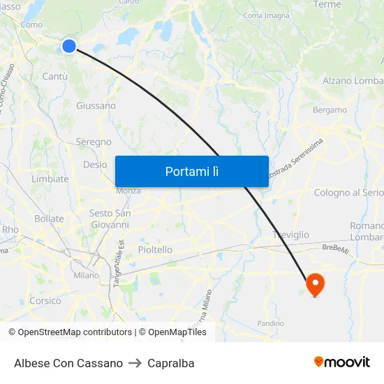 Albese Con Cassano to Capralba map