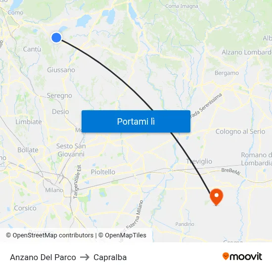 Anzano Del Parco to Capralba map