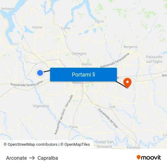 Arconate to Capralba map