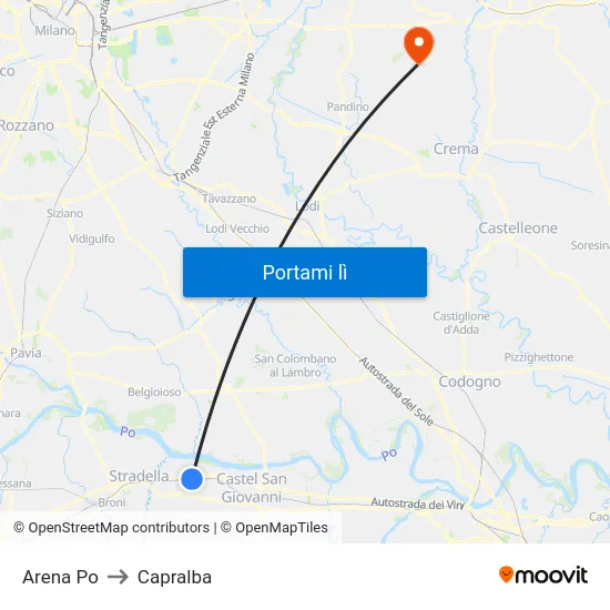 Arena Po to Capralba map