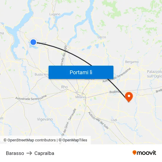 Barasso to Capralba map