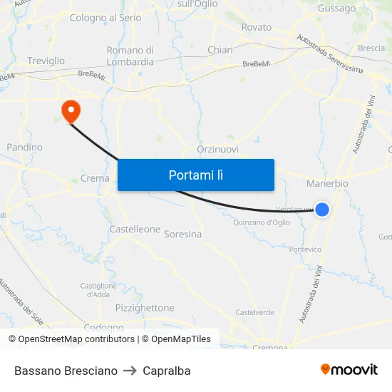 Bassano Bresciano to Capralba map