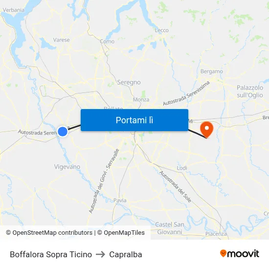 Boffalora Sopra Ticino to Capralba map