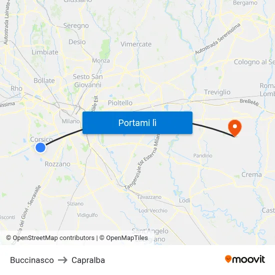Buccinasco to Capralba map