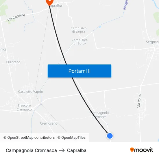 Campagnola Cremasca to Capralba map